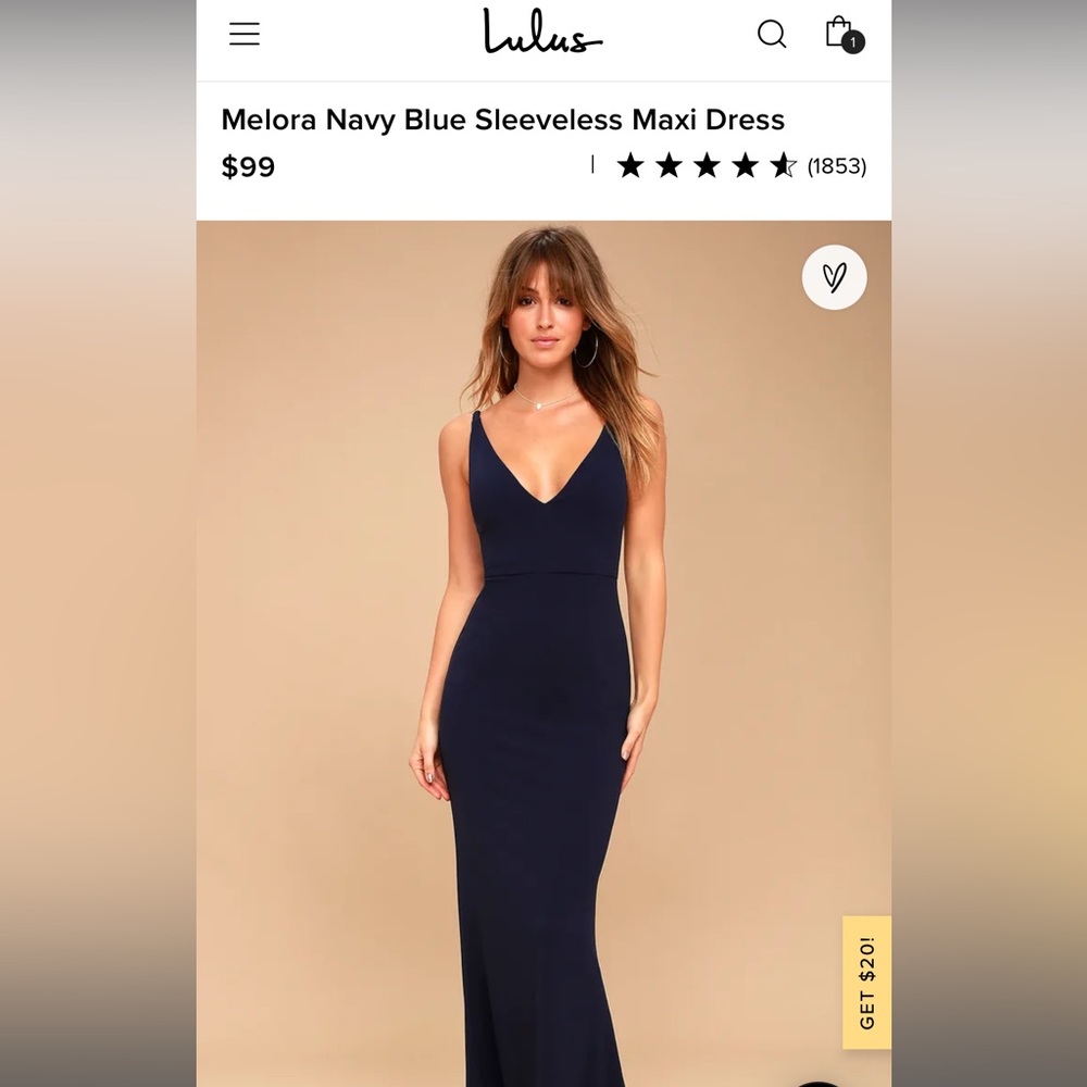 Lulus Melora Navy blue maxi dress, size Medium